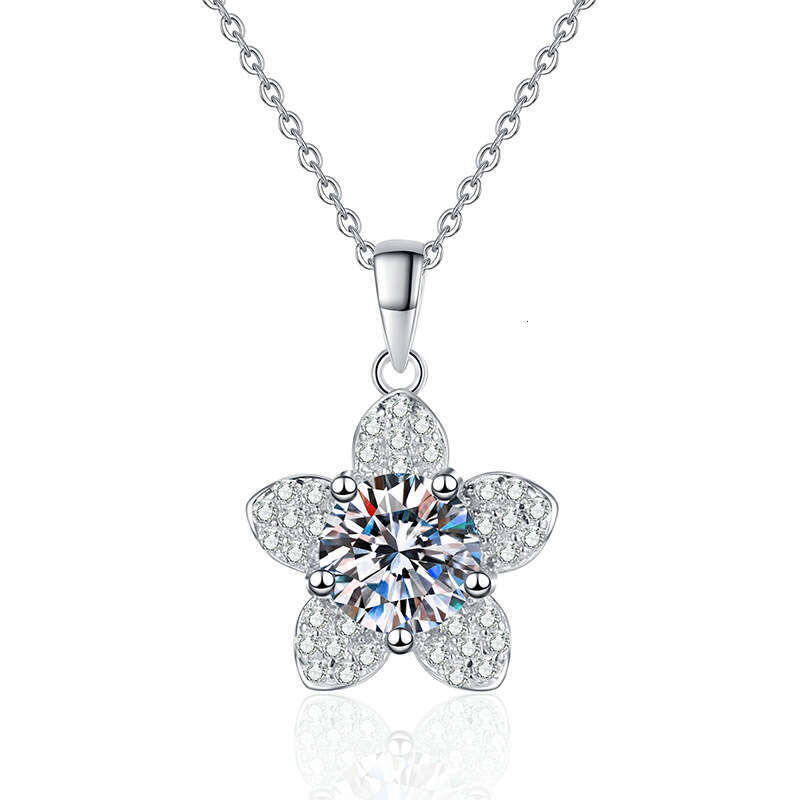 Pure S925ier with Pendant for Women, Camellia Flower, 1 caratS925 D Color MoiS925S925anite Necklace 16e