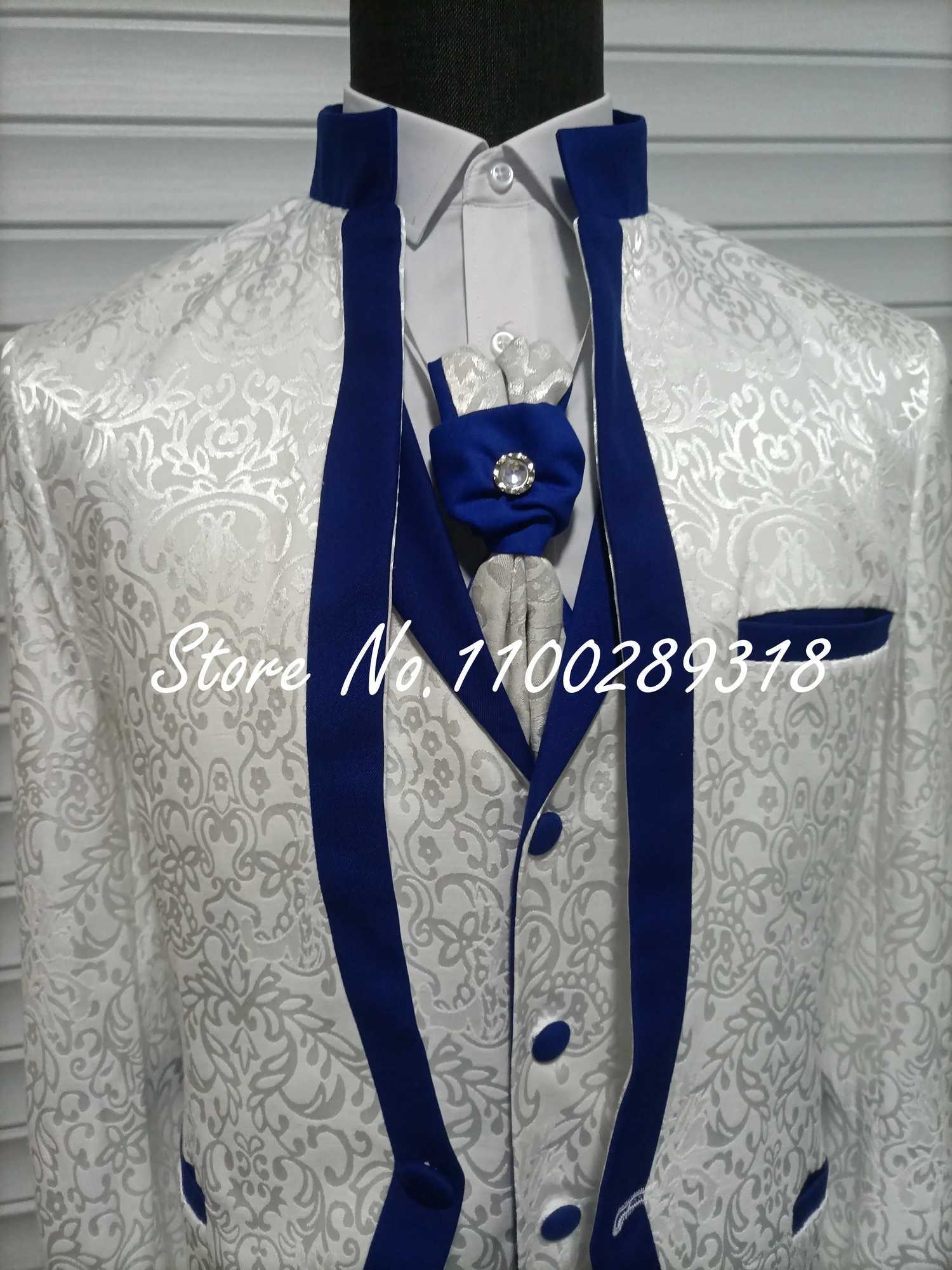 White Blue Men Suit For Wedding Groom Tuxedos ShAWl Collar Formal Jacket Male Blazer Pants Vest Three Piece CoStume Homme X250704