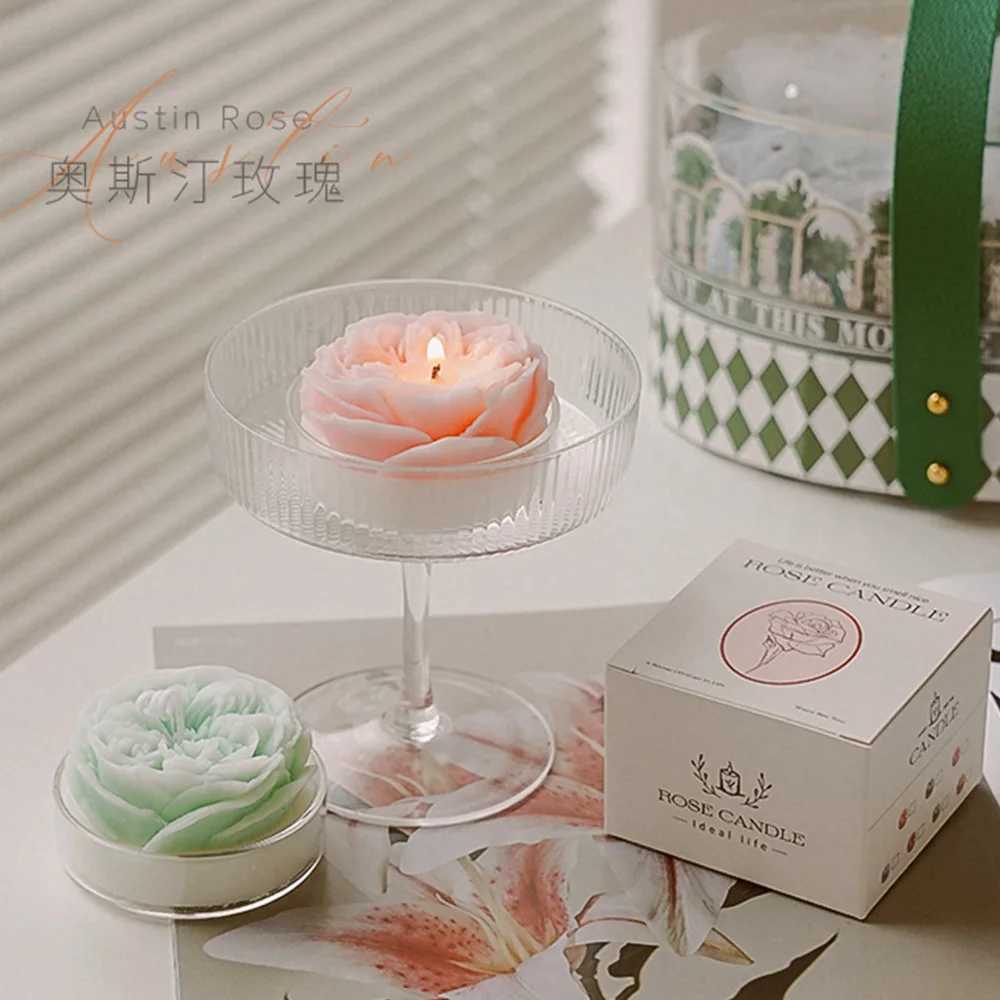 Rose Scented Candle Soy Wax Flower Aromatherapy Scented Candle for Valentines Day Birthday Wedding Gifts Home Decoration Candle W250704
