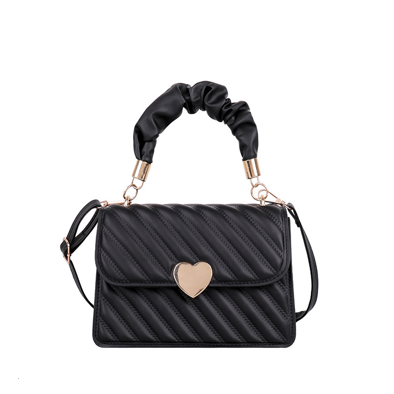Designer Women's Handbag 2025 New Fashion European And American Retro Heart-shaped Pleated Handbag Heart-shaped Fashion Embossed Crossbody Bag Fr