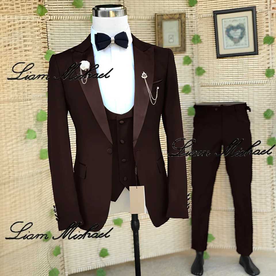 Black Wedding Groom Tuxedo Elegant Suit Mens 3 Piece Jacket Pants Vest Tie Customized Outfit XS-5XL Slim Fit Blazer Men X250704