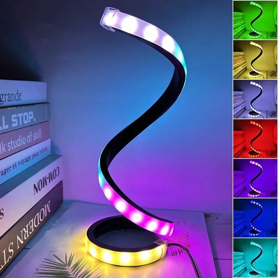 Creative Led Desk Reading Book Light USB Table Lamp Dimmable Night Light Spiral Snake Shape with Button Switch White or RGB Optional XJ250703