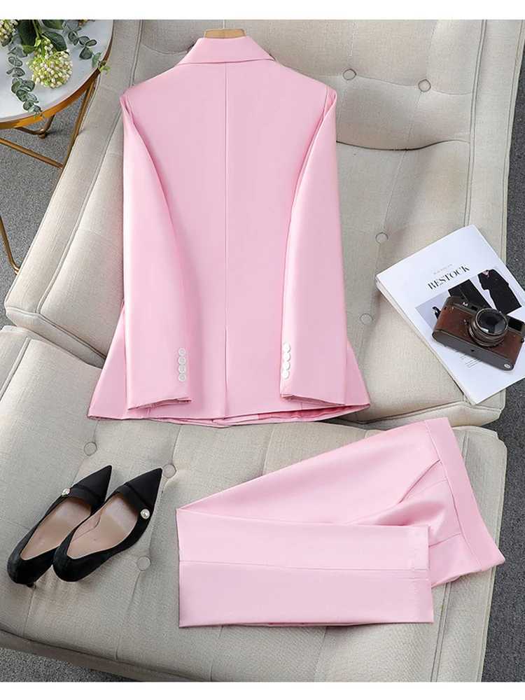 ZJYT Elegant Womens Blazer Trousers Sets for Women 2 Pieces Office Lady Work Outfit Plus Size Autumn Matching Pants Sets Suits X250704