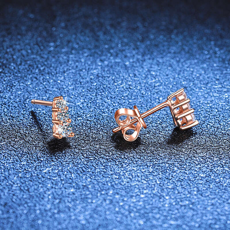 S925terling S925ier Full Dia Three S925tone Light Petite D Color MoiS925S925anite EarringS925 for Women e93