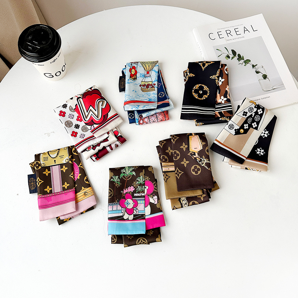 Personality Classic Twilly Womens Headband Fashion Bag Scarfs Designer Scarf for Women Hair Thin Scarves Neck Tie 120-8cm 20style