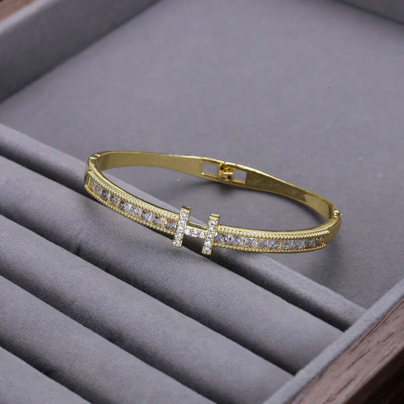 2025 INS new hot selling luxury jewelry designer bracelet with letter H plated 18 gold and diamond studded buckle high-end exquisite and versatile OL 