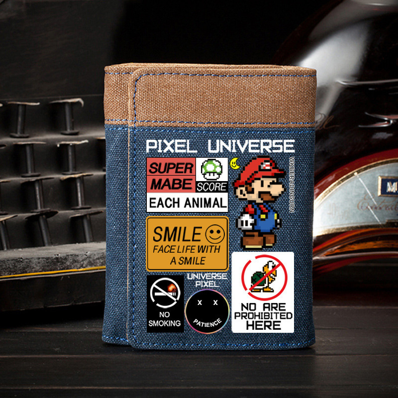 Free Shipping 2025 New Designer Bag Super Mario Wallet Wallet For Men And Women Coin Purse Integrated Two-in-one 87% Off Denim College Student Durable