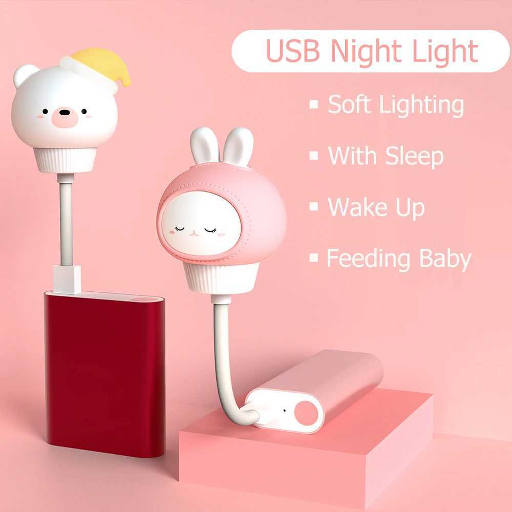 USB Cartoon Cute Night Light With Remote Control Babies Bedroom Decorative Feeding Light Bedside Table Lamp Xmas Gifts For Kids XJ250703