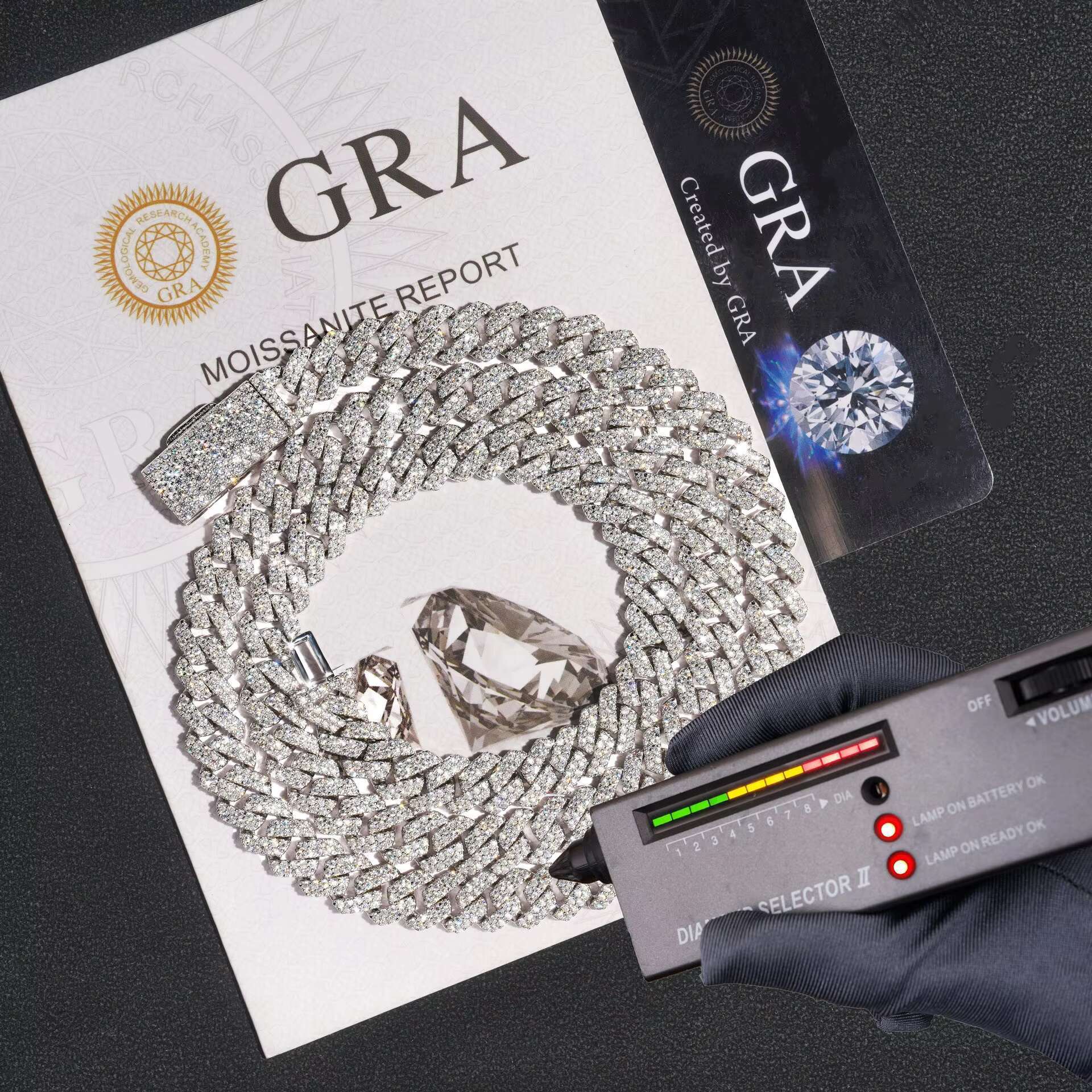 Hip Hop Jewelry D VVS Round Moissanite Diamond S925 Iced Out Moissanite Cuban Necklace Link Chain Jewelry