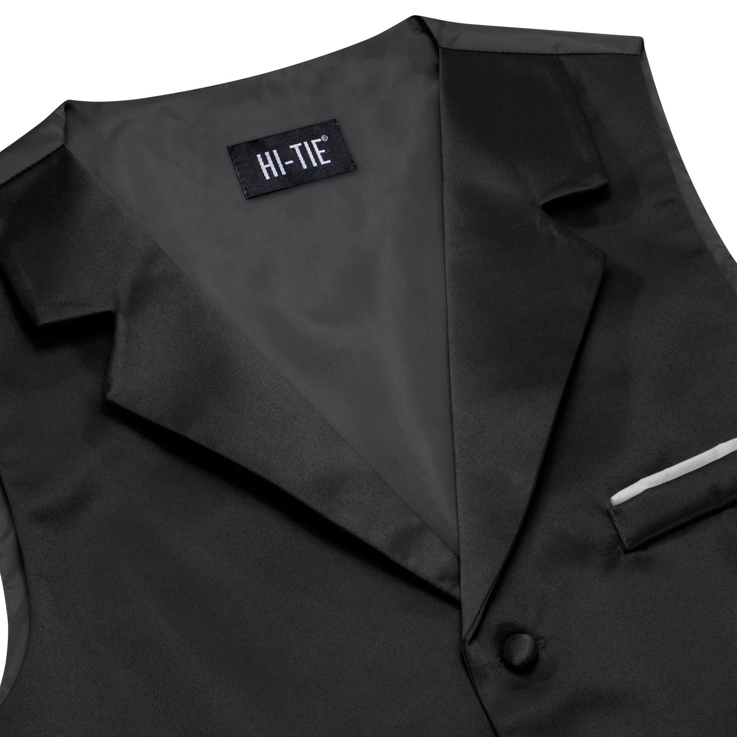 HiTie Solid Black Vneck Men Vest With Tie Jacquard Tuxedo Dress Waistcoat Adjustable Jacket Casual Business Party Fashion 250704