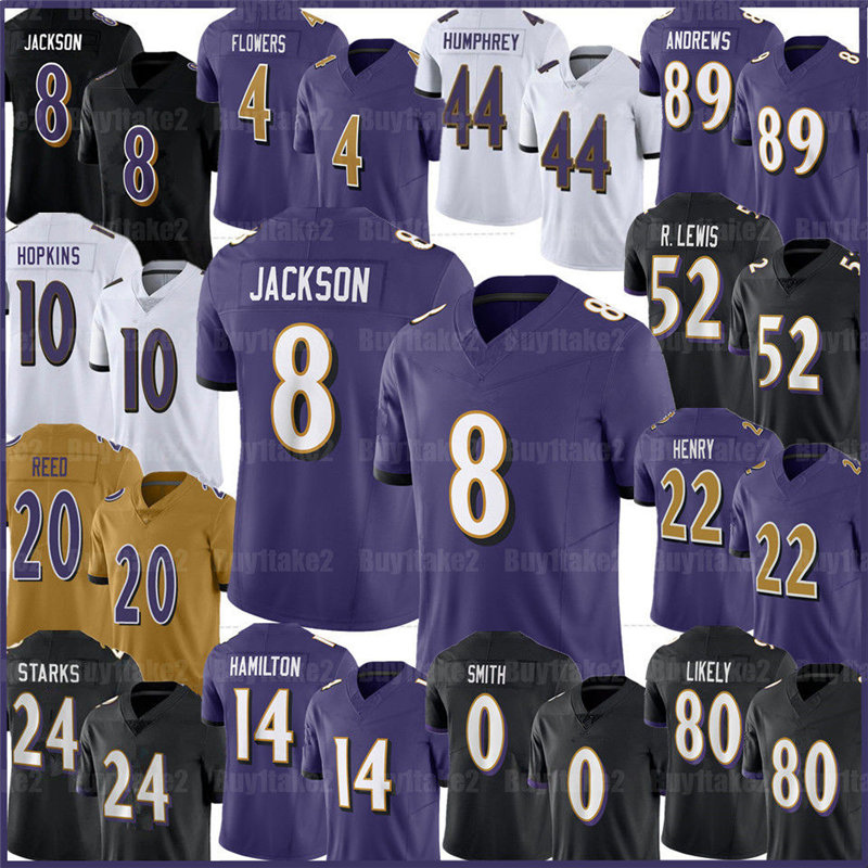 Lamar Jackson Zay Flowers Derrick Henry Football Jersey Kyle Hamilton Roquan Smith DeAndre Hopkins Mark Andrews Ray Lewis Mike Green Isaiah Likely Malaki Starks