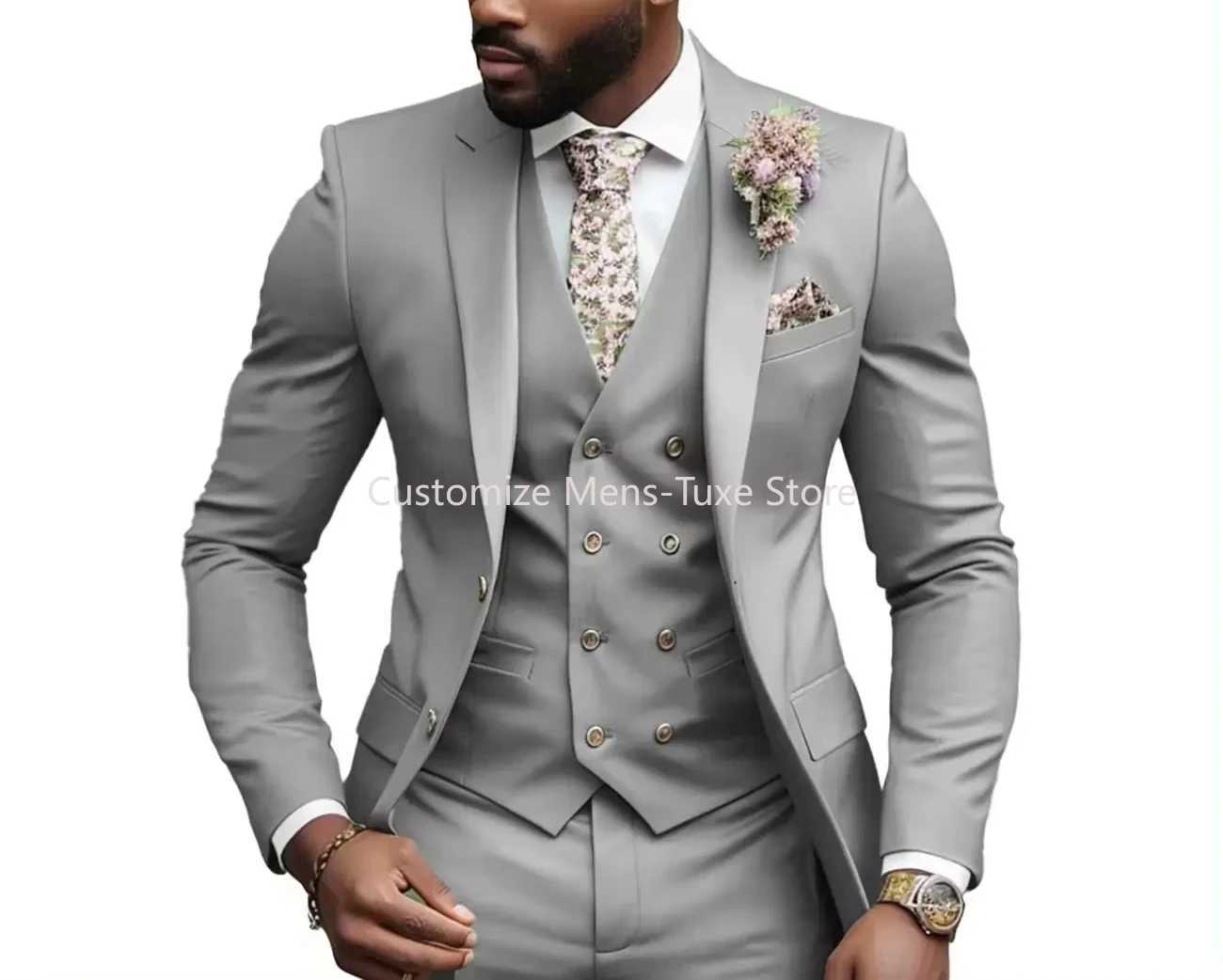 Latest Men Suits 3 Pieces Set Formal Business Slim Fit Suit for Men Wedding Groom Prom Tuxedos Luxury Men Dress Coat Vest Pants X250704