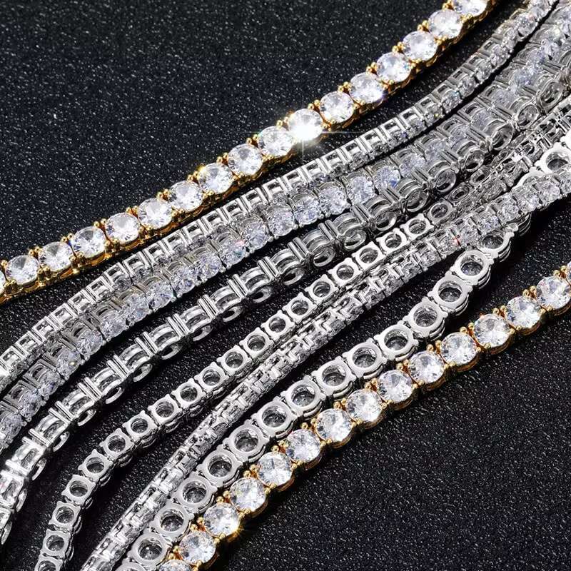 Fresh Item High Quality Hip Hop Bling 3MM 4MM 5MM 6MM Flawless D Color Lab Diamond Moissanite Tennis Chain