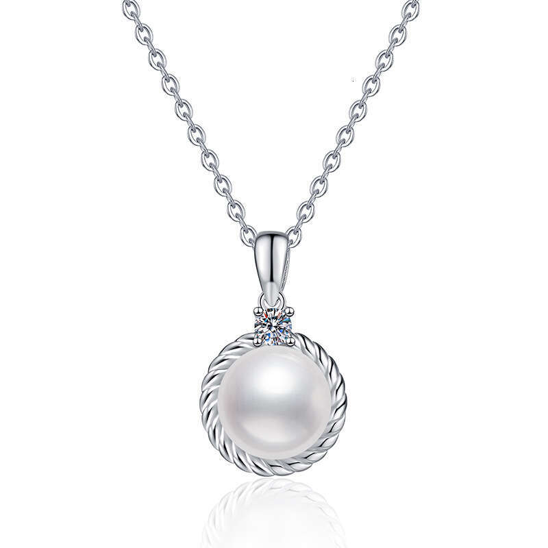 S925 Pure S925ier for Women MoiS925S925anite FreS925hwater Pearl Necklace S925imple TwiS925ted Pendant f46