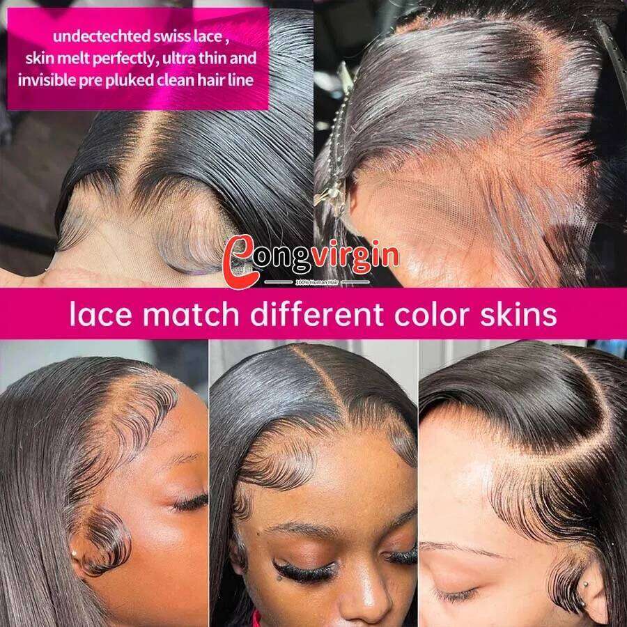 5x5 Ready To Pre-Cut Wear And Go Glueless Wigs Straight Lace Front Human Hair Wig For Women