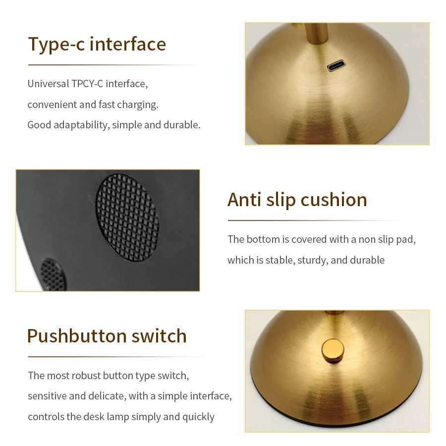 LED Table Lamp Touch Sensor Dimmable Desktop Night Light Rechargeable Wireless Reading Lamp for Hotel Bar Bedroom Decoration Light XJ250703
