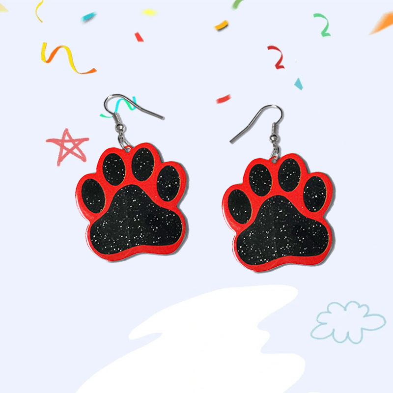 Cute Cat Paw Pendant Cartoon Pet Footprint Women's Jewelry Gift Hot Selling Earrings
