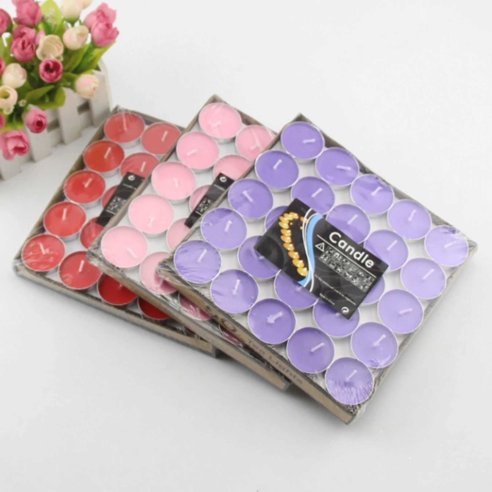 50Pcs Flameless Tea Lights Long Lasting Paraffin Tea Candles for Bedroom Indoors Night W250704
