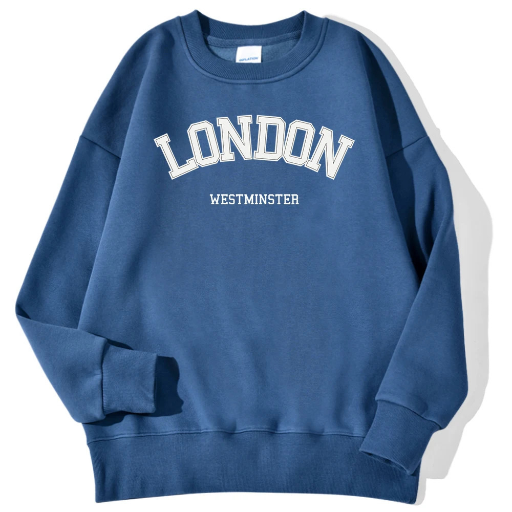 London Westminster Street Letter Prints Sweatshirts For Men Autumn Casual Hoodies ONeck Soft Pullovers Trend Clothing 250704