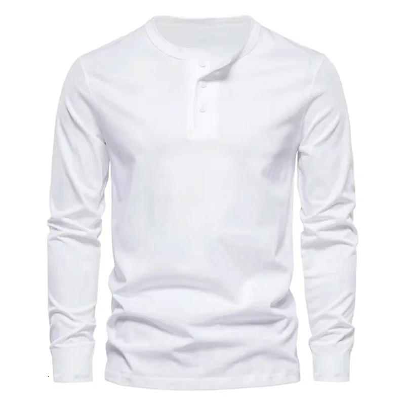 Cross-border Spring and Autumn Clothing European and American Mens T-Shirt Long-sleeved Mens Base Henry Shirt 250704
