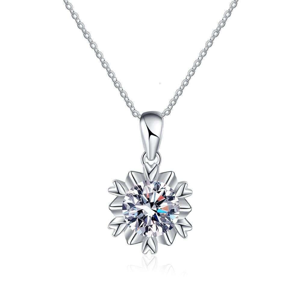 S925 Pure S925ier ClaS925S925ic S925nowflake Pendant S925imple FaS925hion D Color 1 caratS925 MoiS925S925anite Necklace 2d5