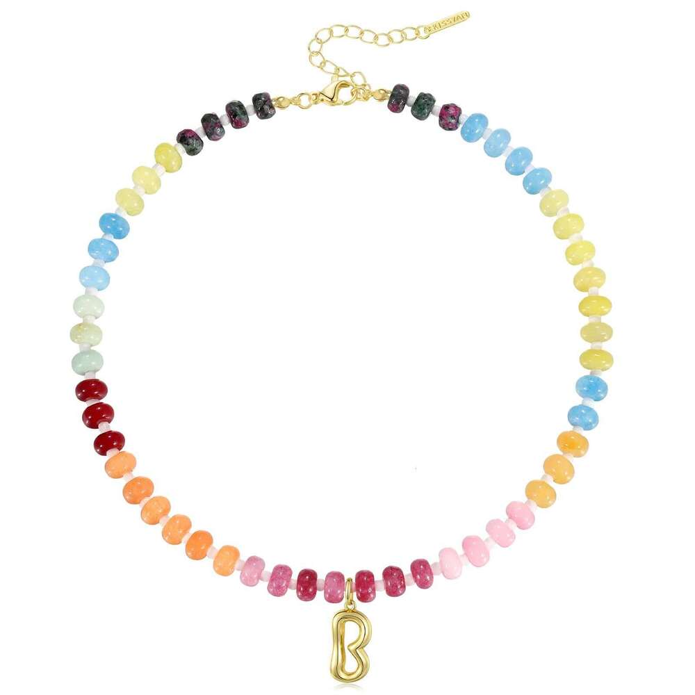 Designer New Colorful Abacus Bead 26 Bubble Letter Pendant Choker Necklace