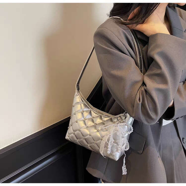 High-End Niche for Women Summer 2025 New Fashion Diamond-Studded Single Shoulder Underarm Korean Style Dumpling Bag