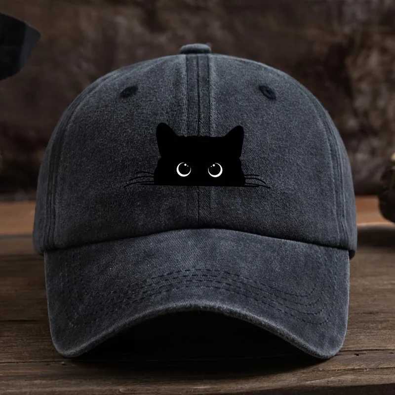 Cute cat print adjustable baseball cap for men and wen casual wear for outdoor travel sun shading duckbill cap X250704