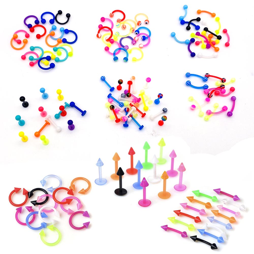 10Pcs/Lotto Anelli Nasali Colorati Acrilici Labbre Labret Piercing Alla Lingua …