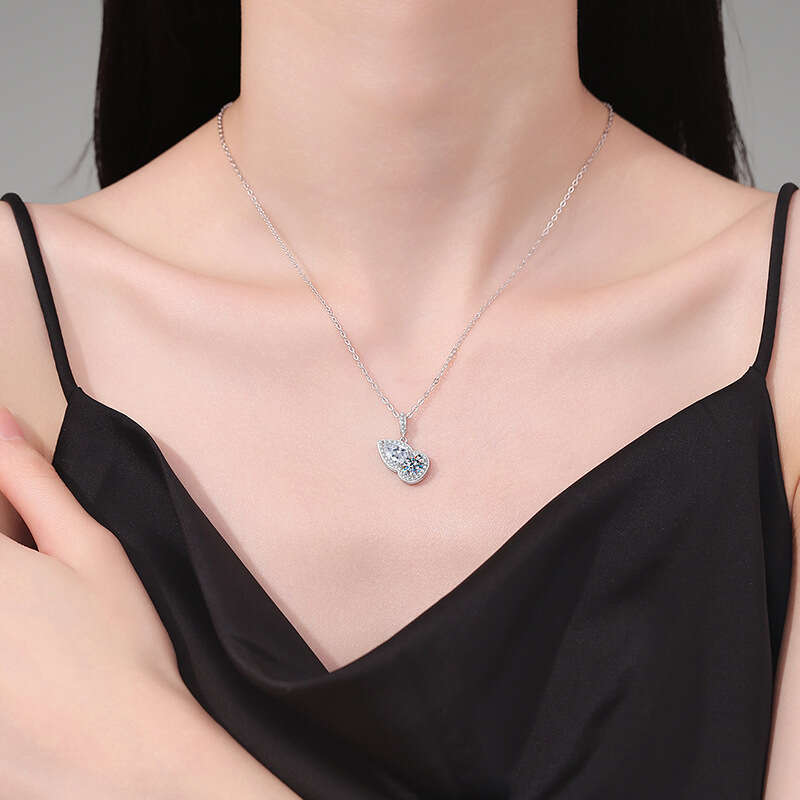 S925 Pure S925ier Lucky Gourd Water Drop Pendant 2 caratS925 D Color MoiS925S925anite Necklace b8e