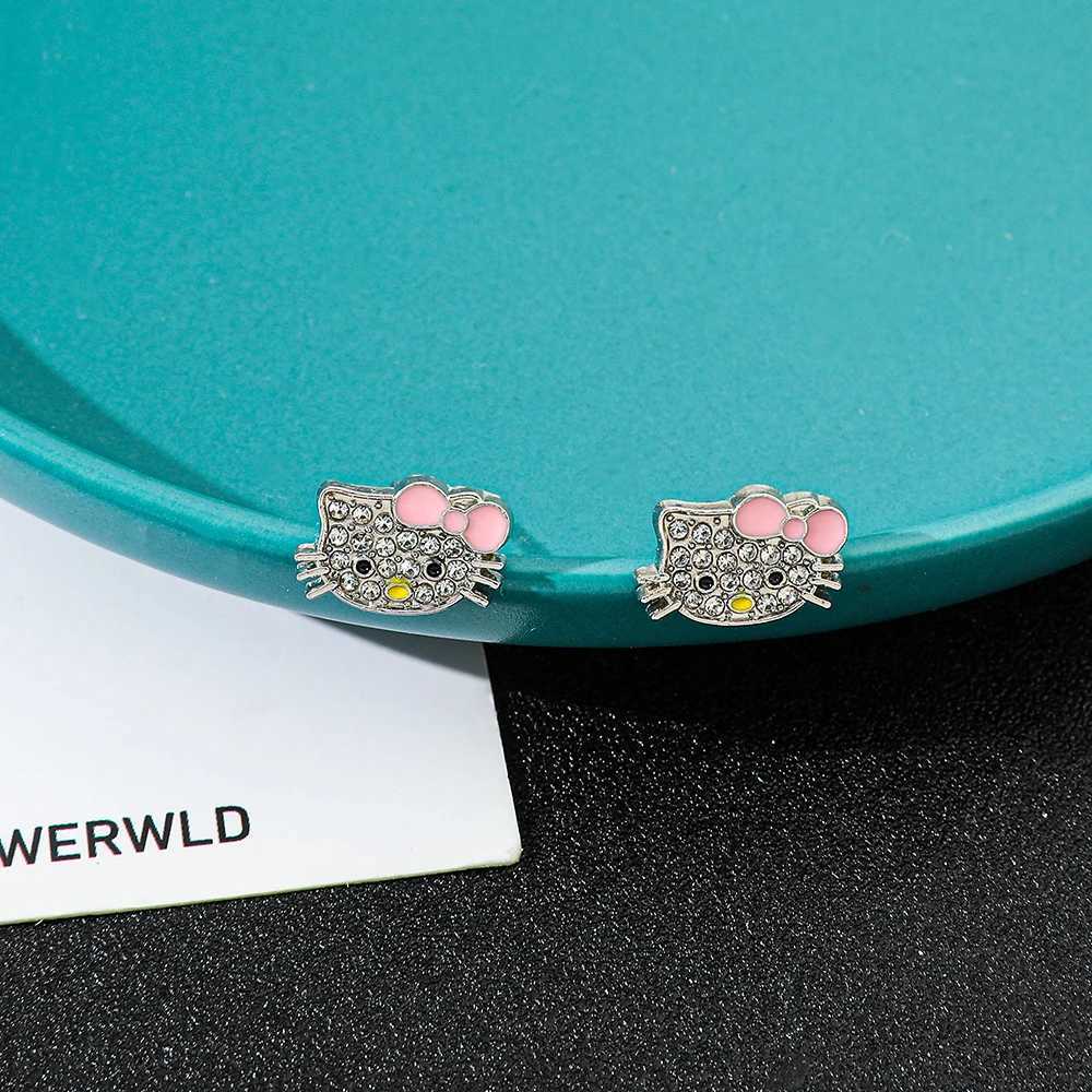 Sanrio Cartoon Anime Hello Kitty Earrings Fashion Cute Kitty Cat Ear Studs for Women Girls Jewelry Accessories Gifts w250716