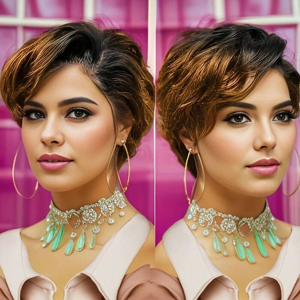 13x4 Lace Front Pixie Cut Wigs Human Hair for Women Transparent Frontal Natural Wave Wig