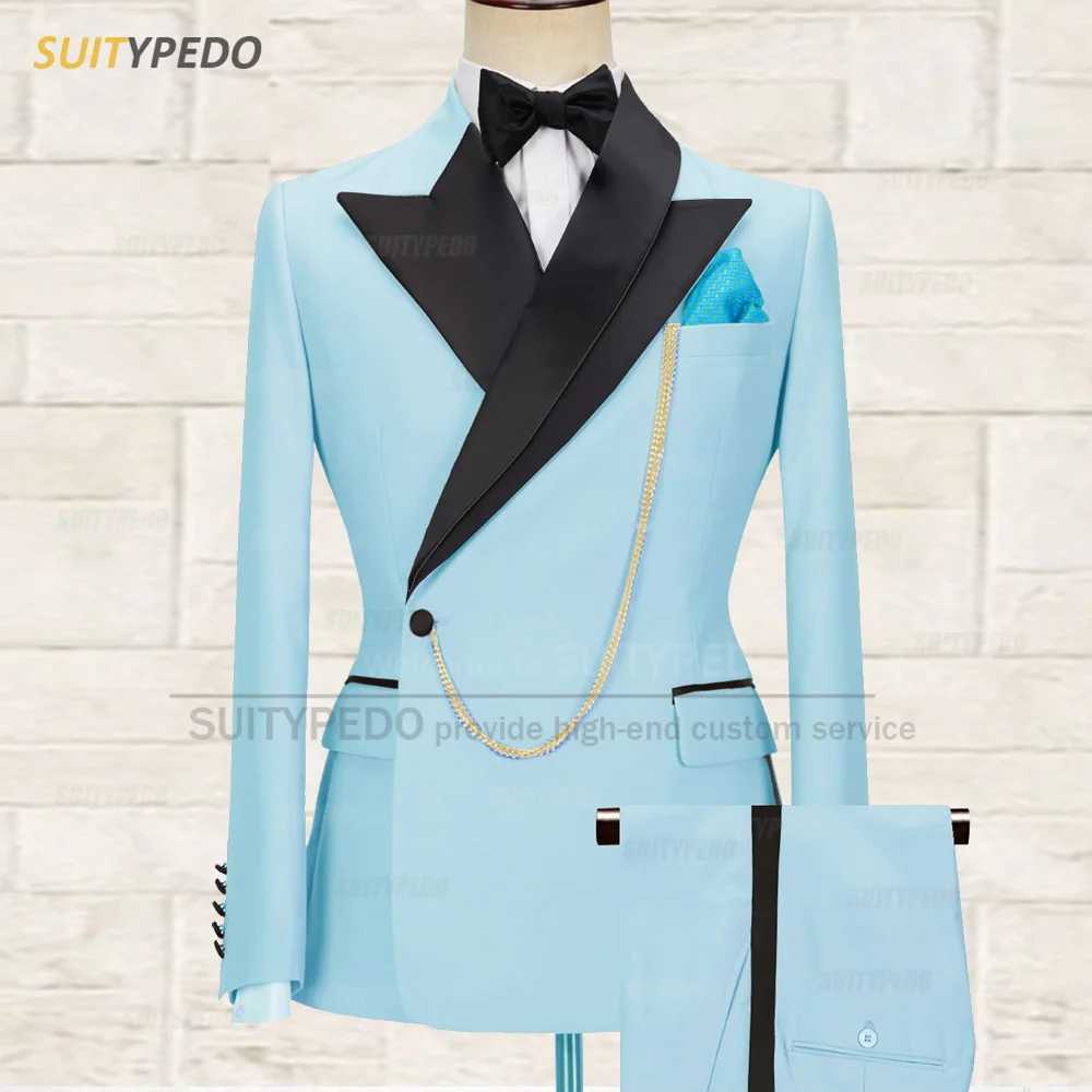 Formal Mens Suit Sets for Wedding Prom Party Elegant One Button Peak Lapel Tuxedos Fashion Slim Fit Blazer Pants Two Pieces X250704