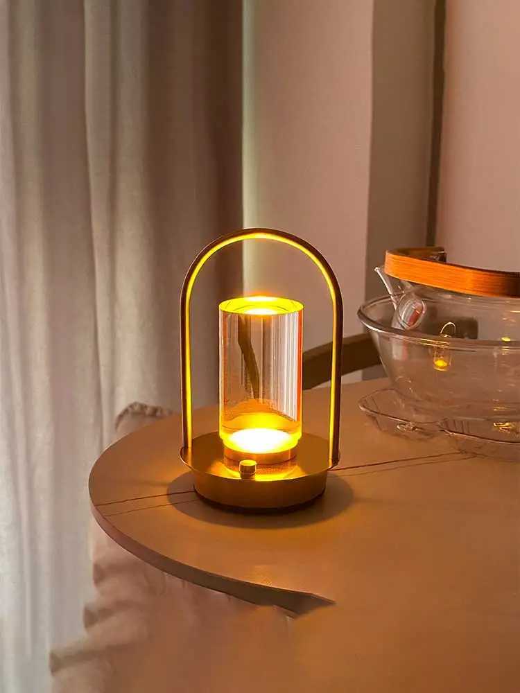 LED Touch Sensor vintage black gold silver Camping Table Lamp fixture rechargeable desktop night light restaurant bedroom decoration XJ250703