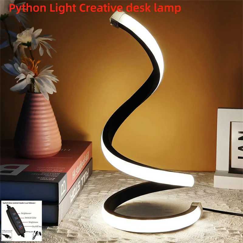 LED Night Light Spiral Table Lamp Modern Bedside Lamps Dimmable Night Lamp for Office Living Room Bedroom Decoration Night Lights XJ250703