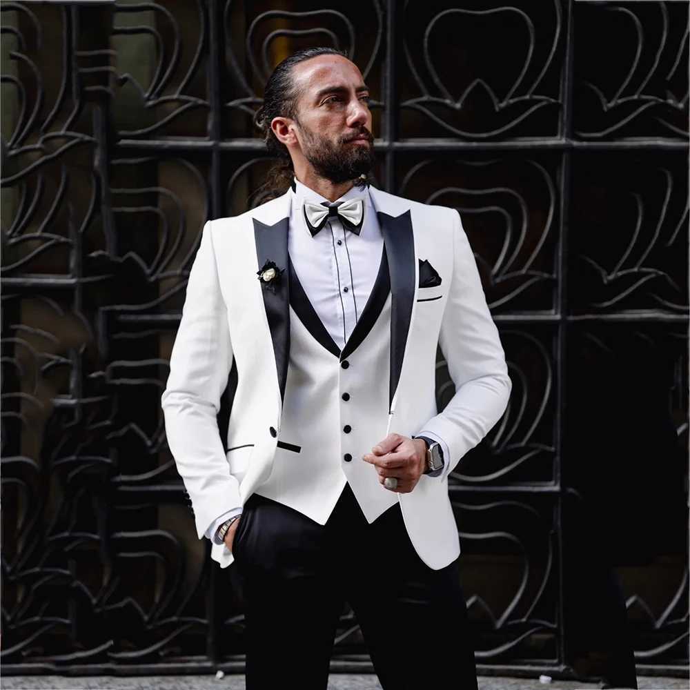 2023 New Fashion Wedding Suits For Men 3 Pieces Formal Elegant Male Suits Groom Tuexdos Blazer+Vest+Pants Costume Homme Mariage X250704