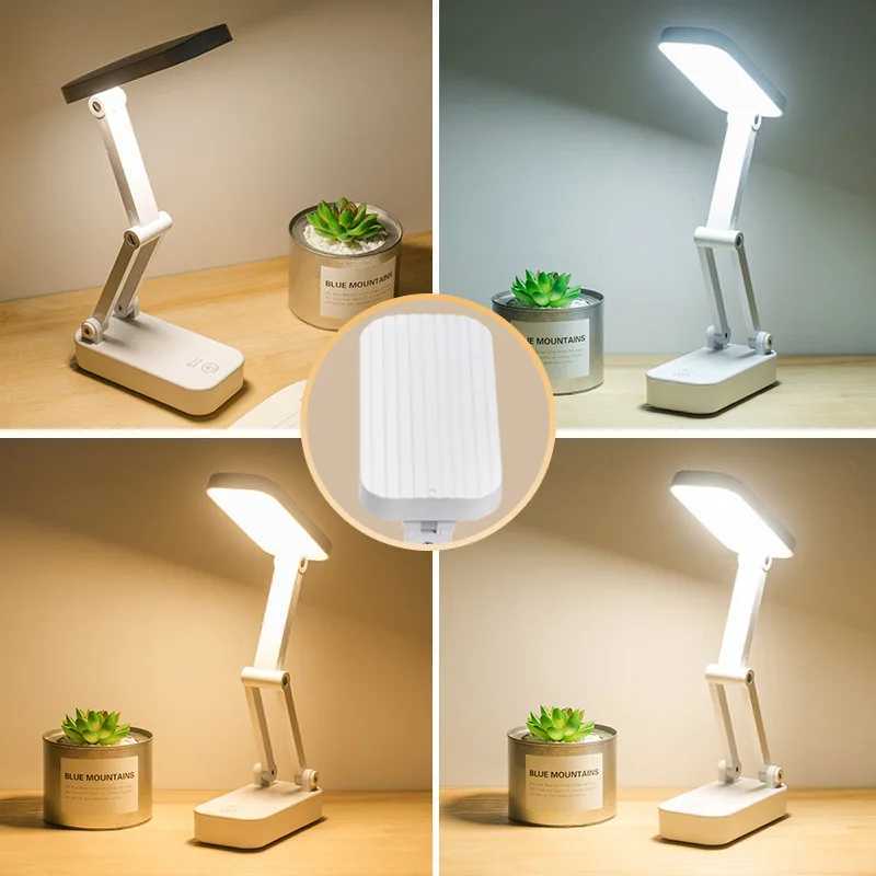 Foldable Table Lamp Portable LED Eye Protection Desk Lamp USB Rechargeable Dimmable Night Light 3 Color Temperatures XJ250703