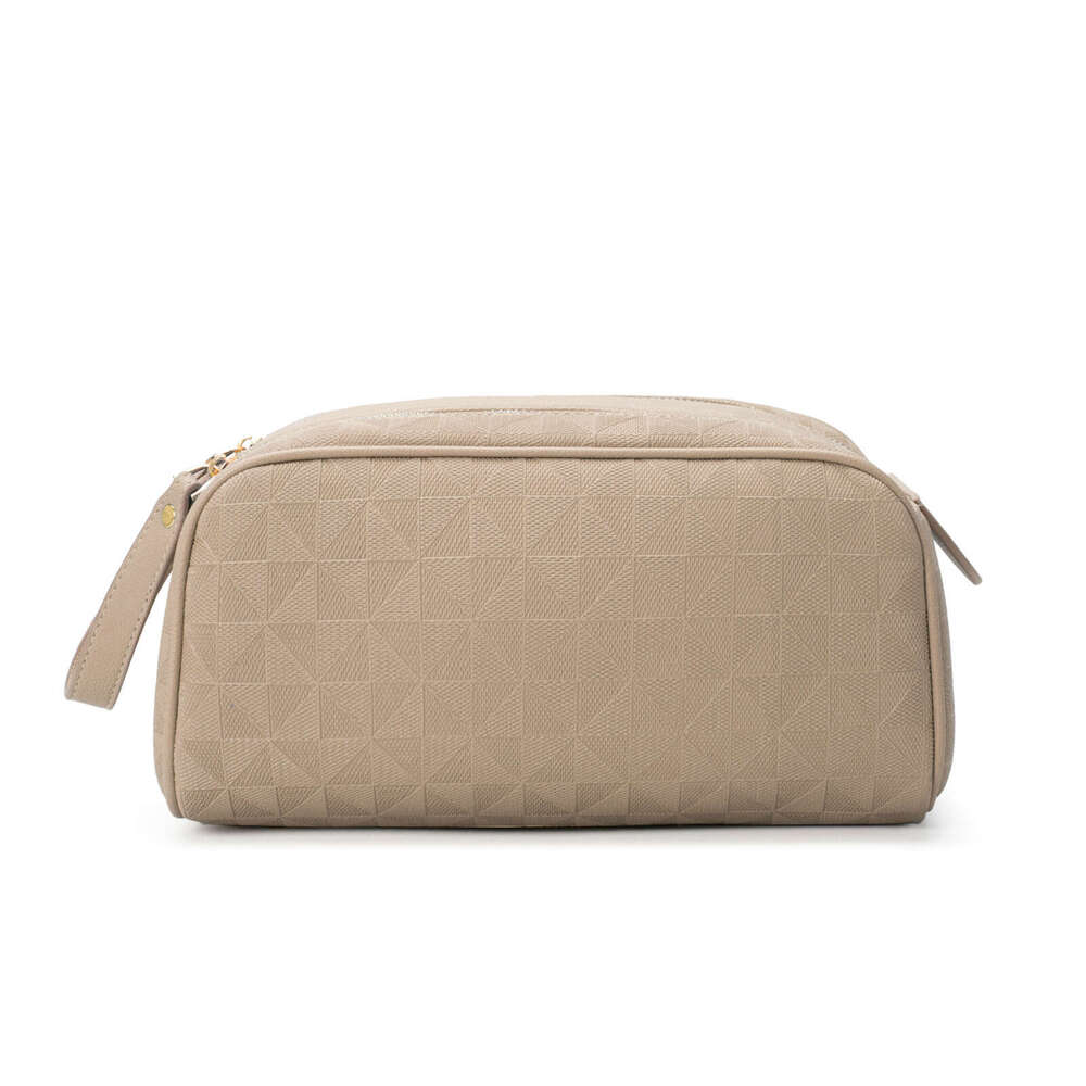 Lacel Urwebin Fashion Embossed Portable Double Zipper Makeup Clutch Toiletry Storage Large Capacity Handheld Cosmetic Bag