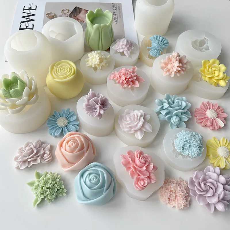 3D Candle Silicone Mold DIY Rose Flower Aromatherapy Candle Mold DIY Tools Silicone Molds for Candles W250704
