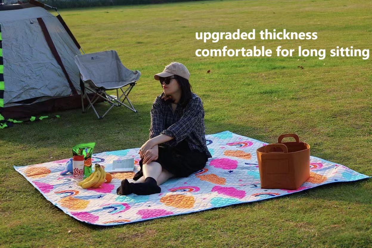 Camping picnic mat outdoor supplies portable thick more durable waterproof oxford cloth fun ground mat Rainbow Clouds