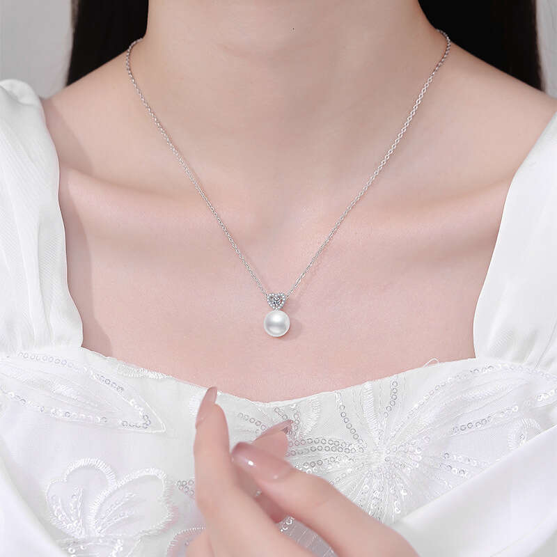 S925 Pure S925ier MoiS925S925anite Heart PrinceS925S925 Diana S925tyle FreS925hwater Pearl Necklace S925imple 728