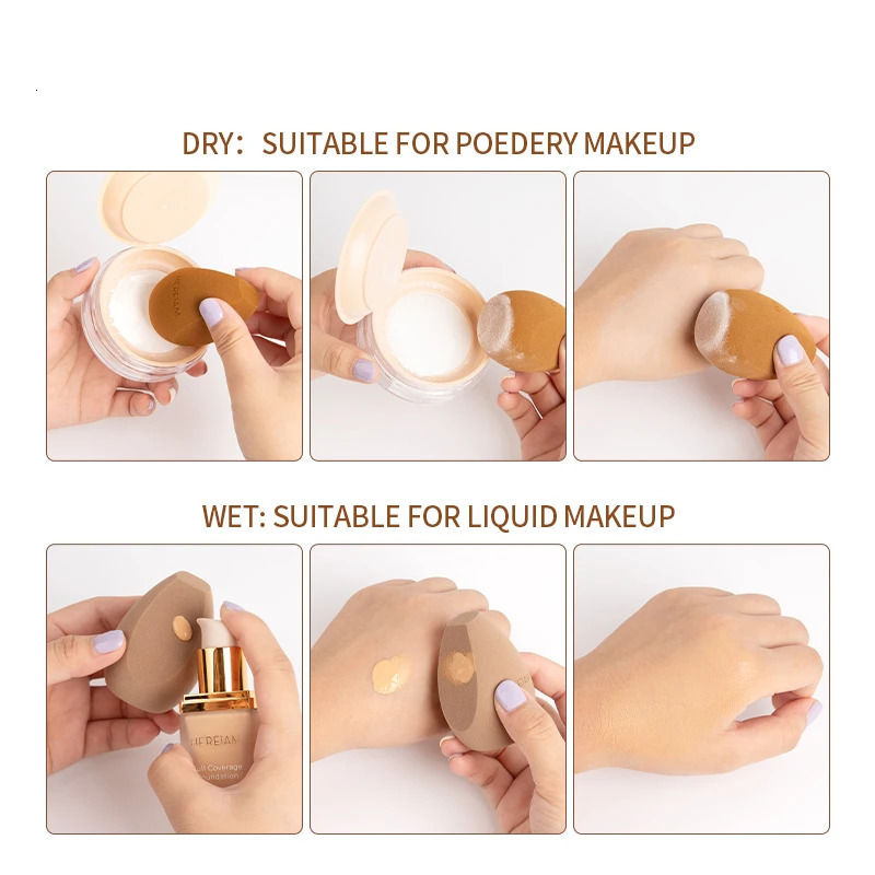 HEREIAM Makeup Sponge Puff With Storage Bag Dry and Wet Professional For Foundation Soft Smooth Beauty Tools Accessories 250625