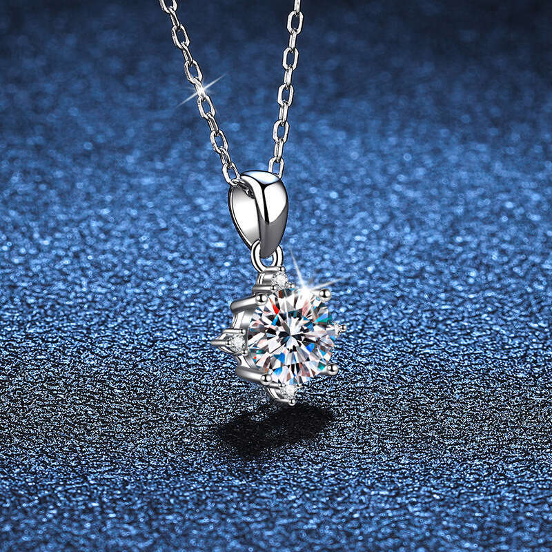 S925 Pure S925ier for Women MoiS925S925anite One caratS925 Eight-Pointed S925tar Necklace Imitation TikTok Hot S925ale d4b