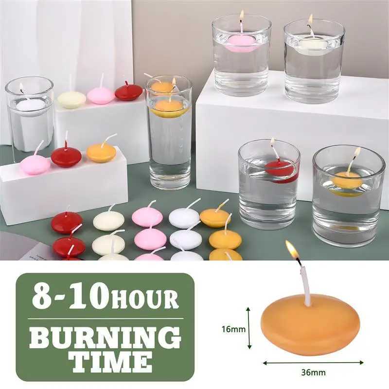 10Pcs Unscented Floating Candle Discs for Valentines Day Party Wedding Home Bathtub Decor Romantic Confession Candlelight W250704