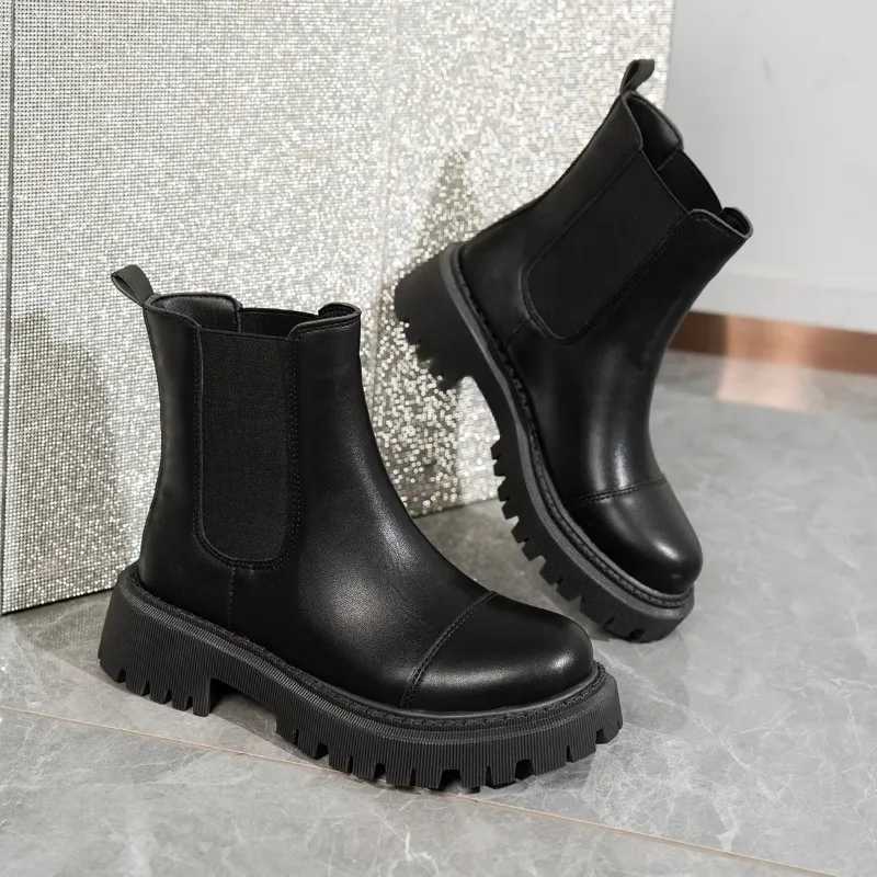 Square Heel Lolita Boots Womens Low Shoes Designer Chelsea Round Toe Boots-Women Ankle Med Ladies Fashion Spring Autumn Z250704