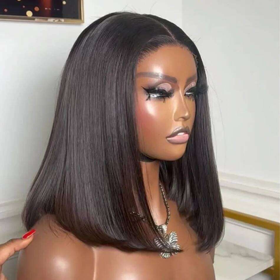 Glueless 13x4 Short Bob Bone Straight Hair Wig for Women Brazilian HDTransparent Lace Frontal Wigs Perruques Cheveux Humain
