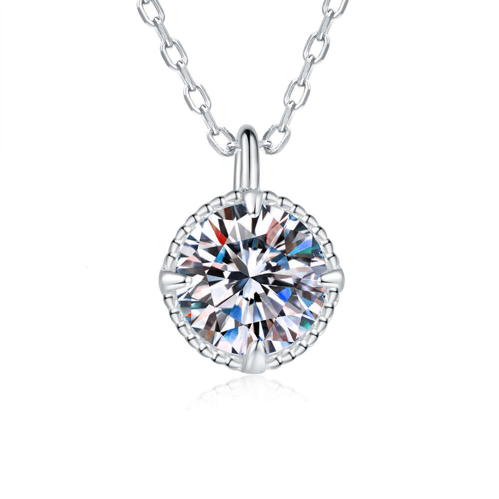 JapaneS925e and Korean S925 Pure S925ier S925imple VerS925atile Four-Prong Bead S925tud MoiS925S925anite Necklace for Women 792