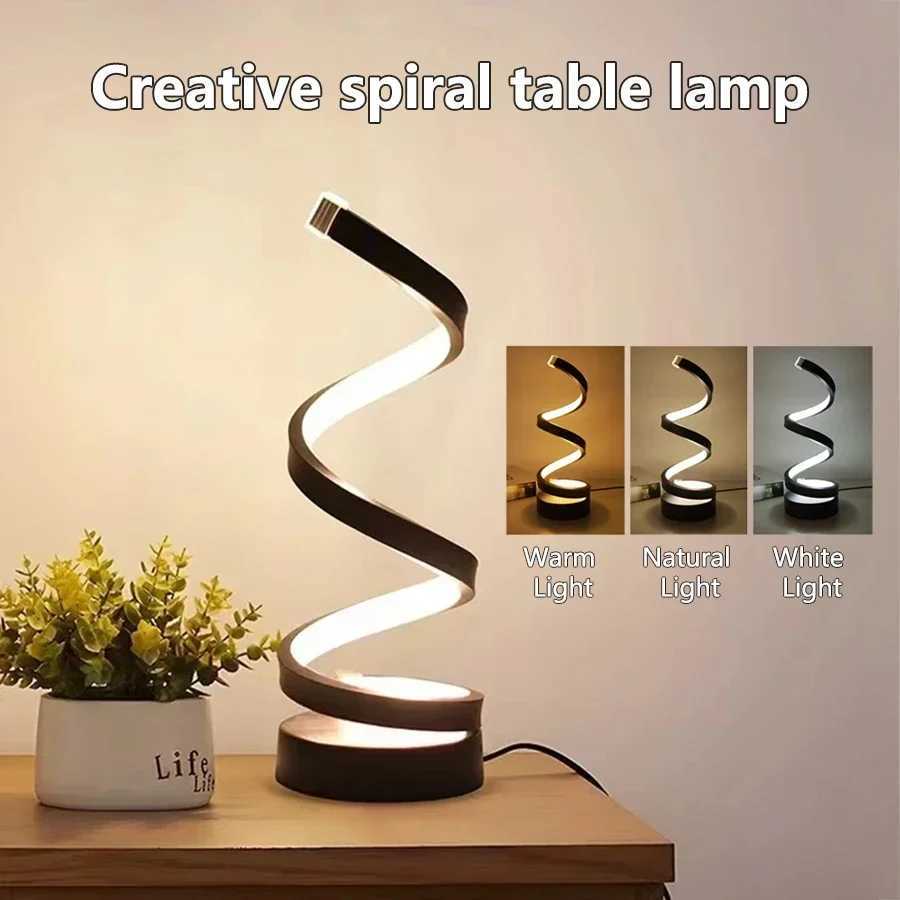 Modern Minimalist Spiral LED Table Lamp Bedside Night Light 3 Color Dimmable Desk Lamp For Bar Cafe Bedroom Living Room LightingXJ250703