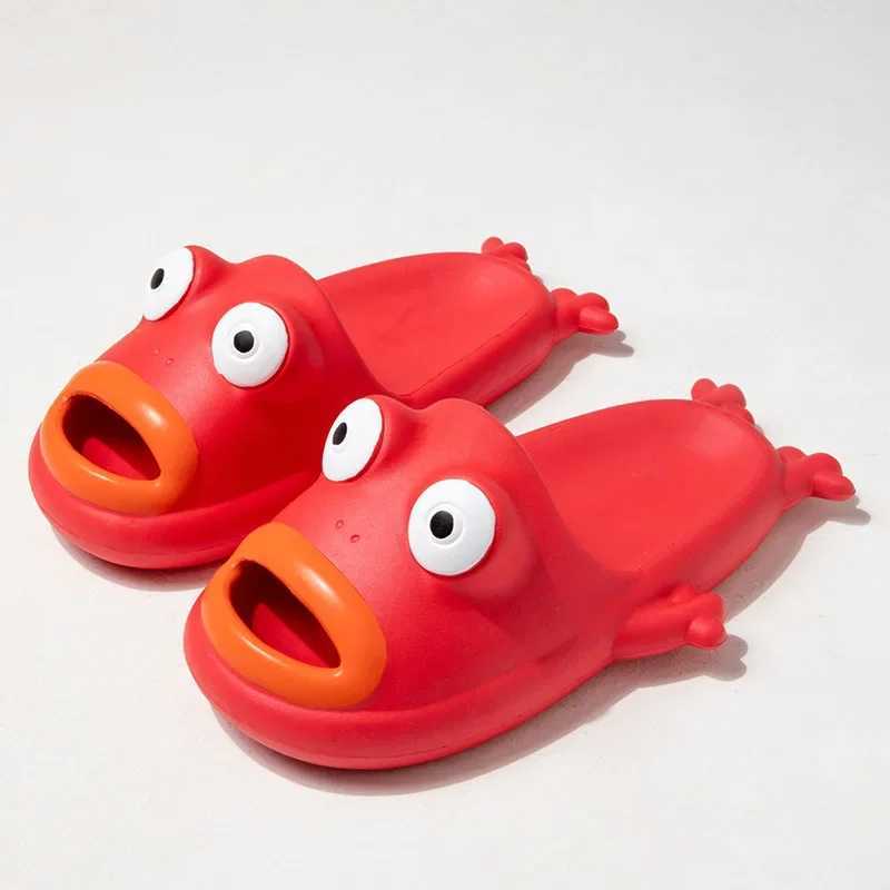 Wacky Frog Slippers for Couple Casual Cartoon Beach Shoes Women Slides Summer Open Toe Slipper Sandal Home Flip Flops Footwear W250704