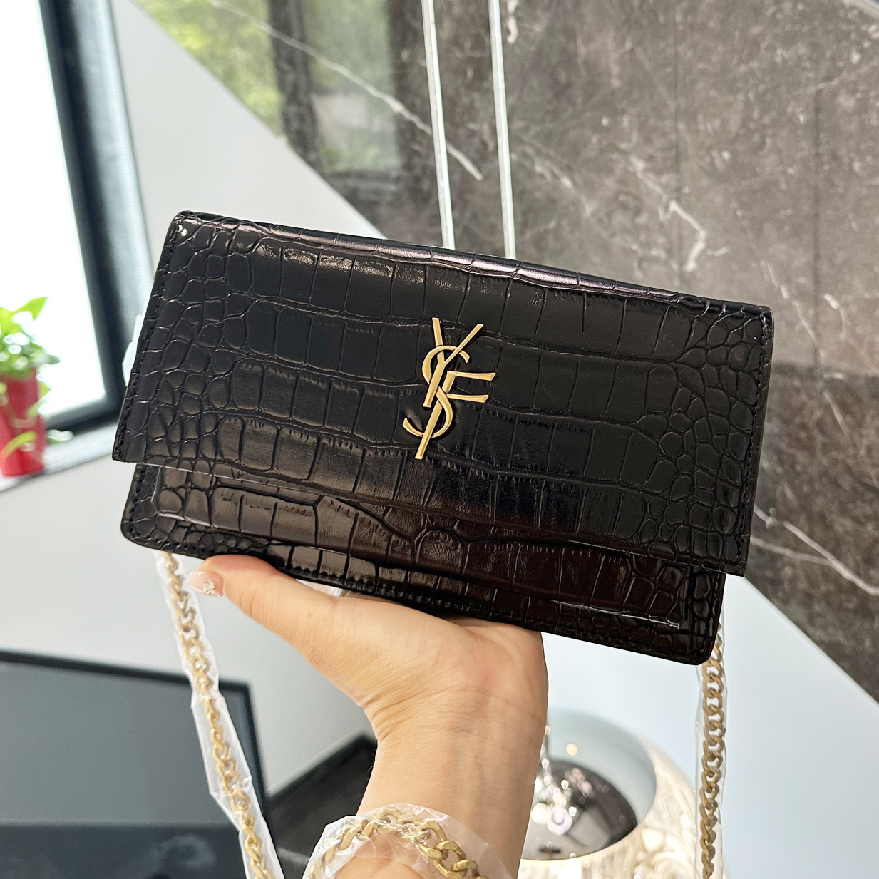 Designer Bag Shoulder Bag SUNSET Luxury Bag High Quality Women's handbag Purse Black Sheepskin Crossbody bag Golden chain bag Elegant Mini Bag Shopping bag